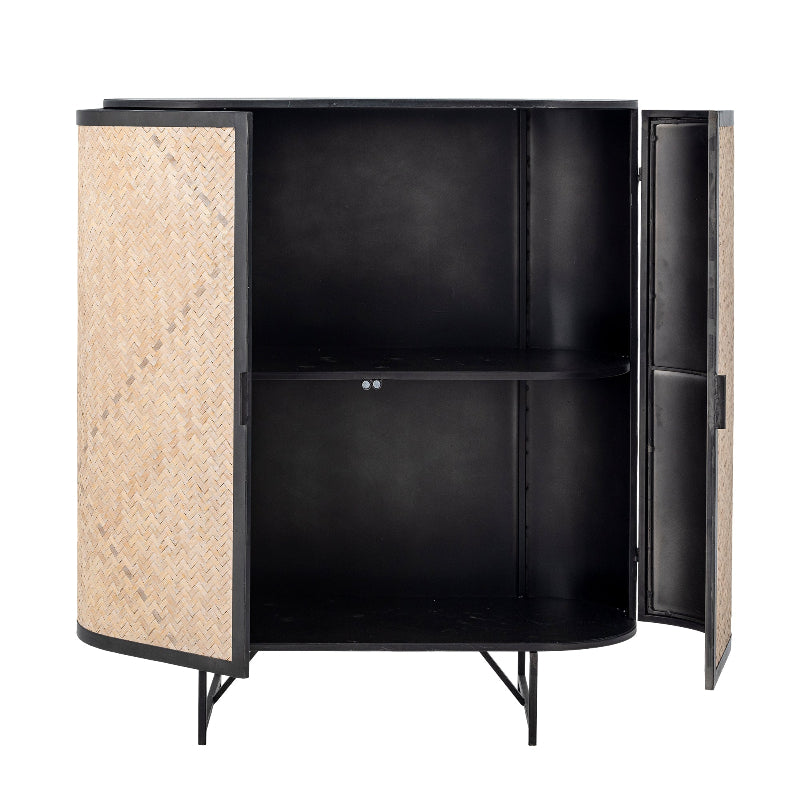 Bloomingville Ember Black Mental and Bamboo Cabinet