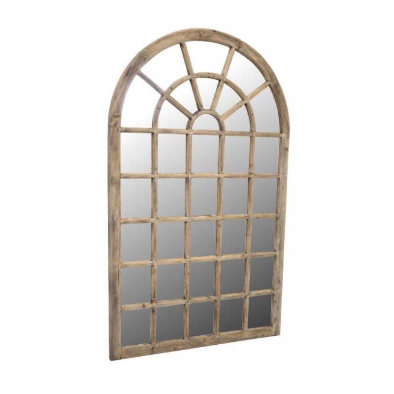 Avelor Bleached Mahogany Arched Window Wall Mirror – 120cm