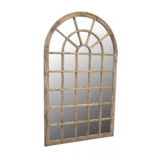 Avelor Bleached Mahogany Arched Window Wall Mirror – 120cm