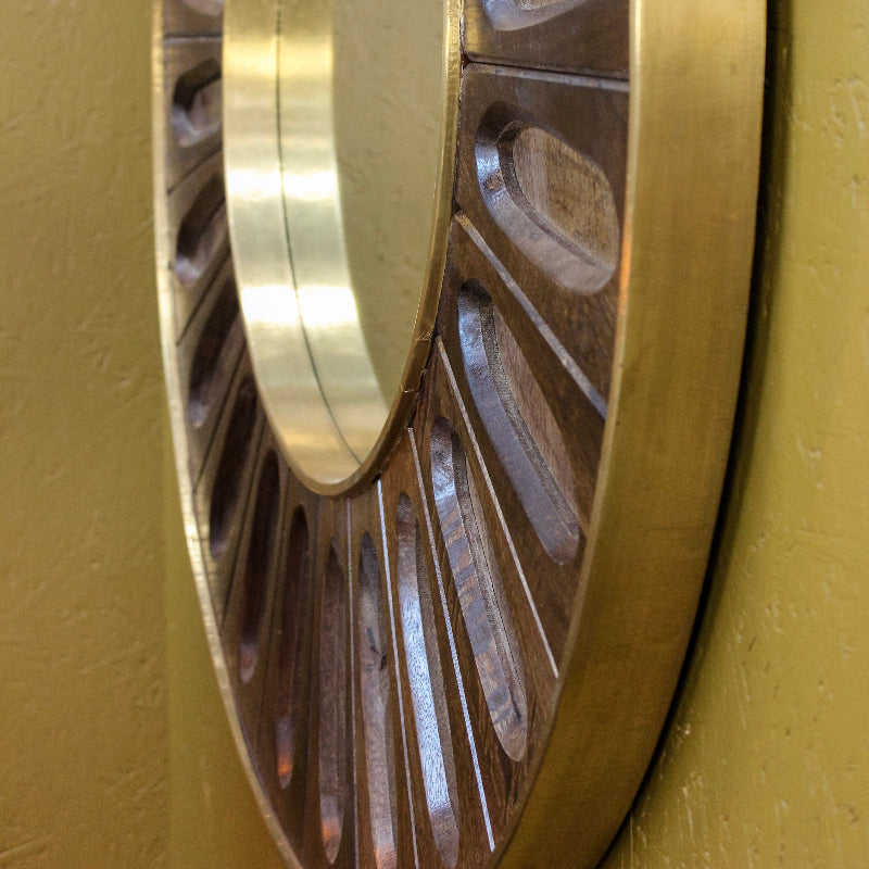 Close-up of a metallic gear on a beige background