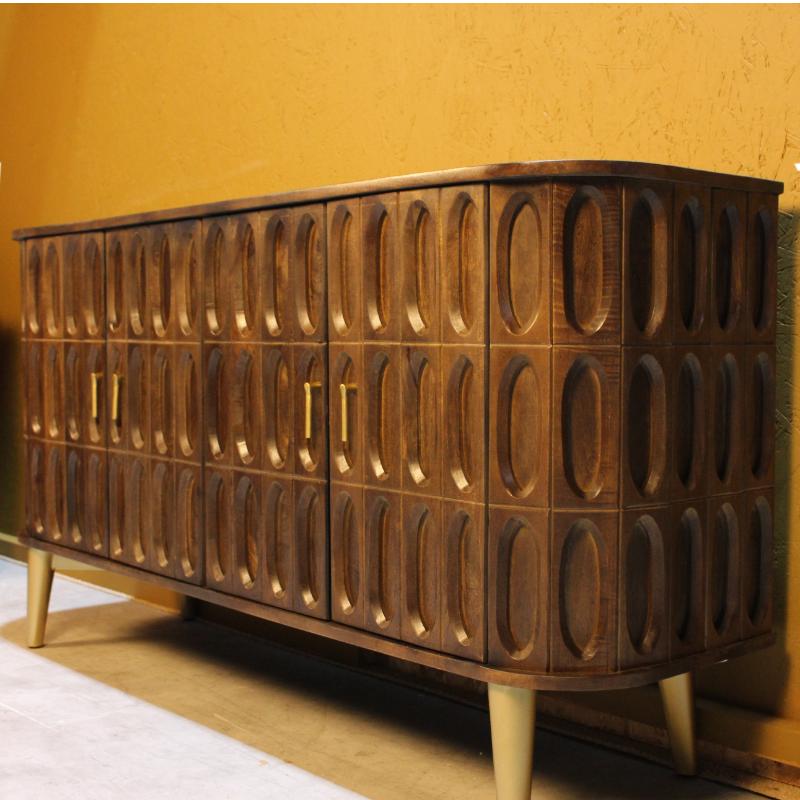 Avelor Jana Carved Solid Mango Wood 4 Door Sideboard