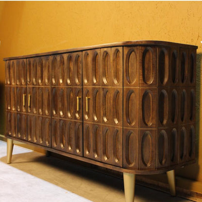 Avelor Jana Carved Solid Mango Wood 4 Door Sideboard