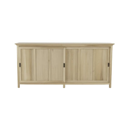 Light wooden sideboard with sliding doors on a white background