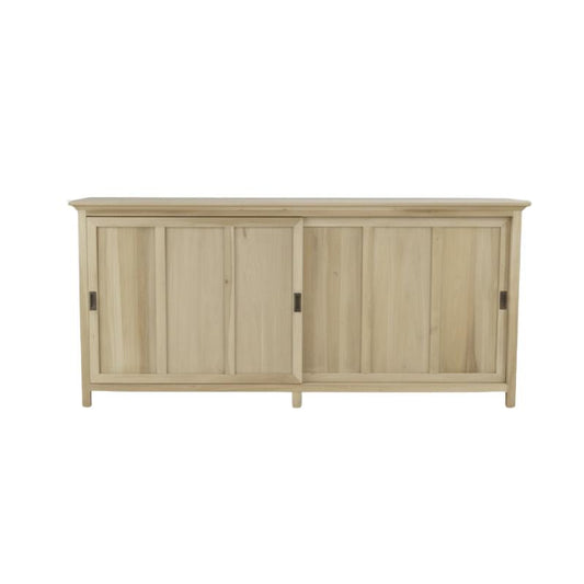 Light wooden sideboard with sliding doors on a white background