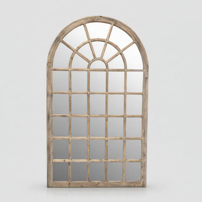 Avelor Bleached Mahogany Arched Window Wall Mirror – 120cm