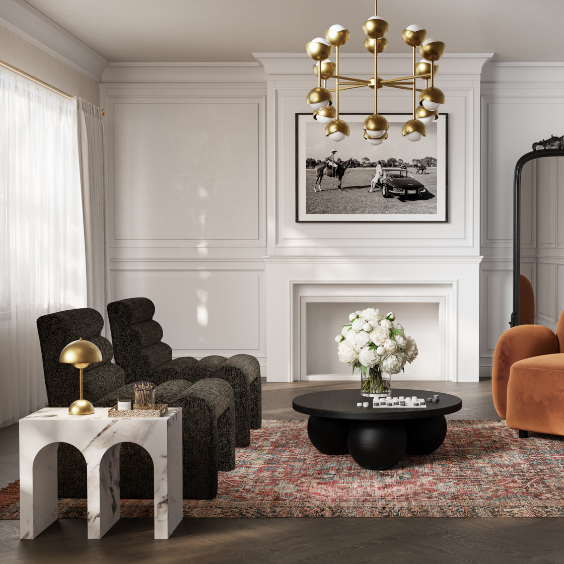 Oti Archie Large Calacatta Marble Effect Side Table
