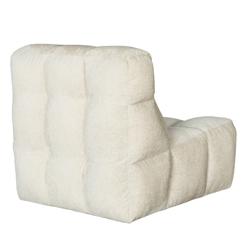 A cream-colored, tufted modular floor chair or ottoman with a thick, cushioned backrest and seat, shown on a plain white background.