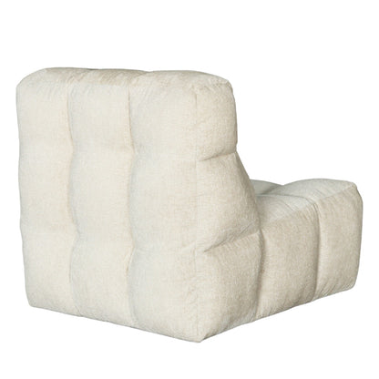 A cream-colored, tufted modular floor chair or ottoman with a thick, cushioned backrest and seat, shown on a plain white background.