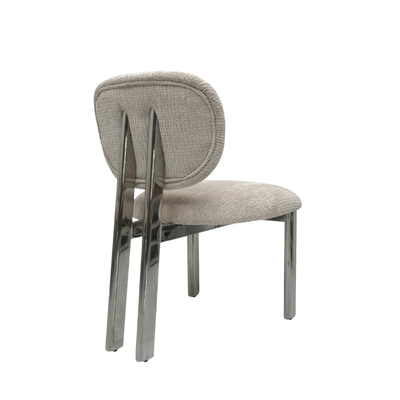 Chair with gray cushioned seat and backrest on a white background