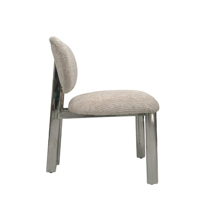 Chair with beige cushioned seat and backrest on a white background