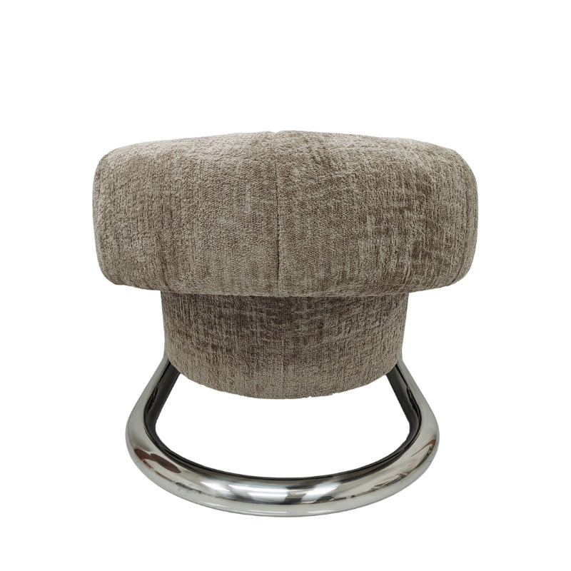 Textured stool with chrome base on a white background