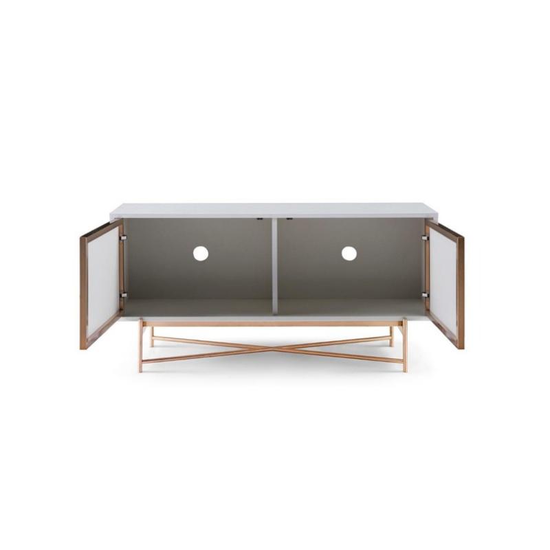 Gillmore British Design Adriana White With Bronze & Rattan Media Unit