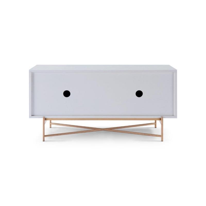 Gillmore British Design Adriana White With Bronze & Rattan Media Unit