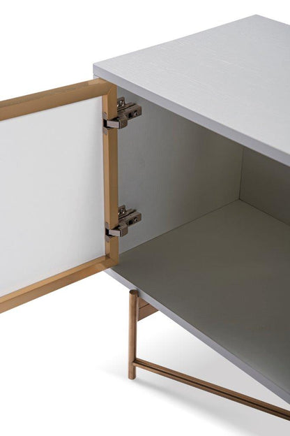 Gillmore British Design Adriana White With Bronze & Rattan Media Unit