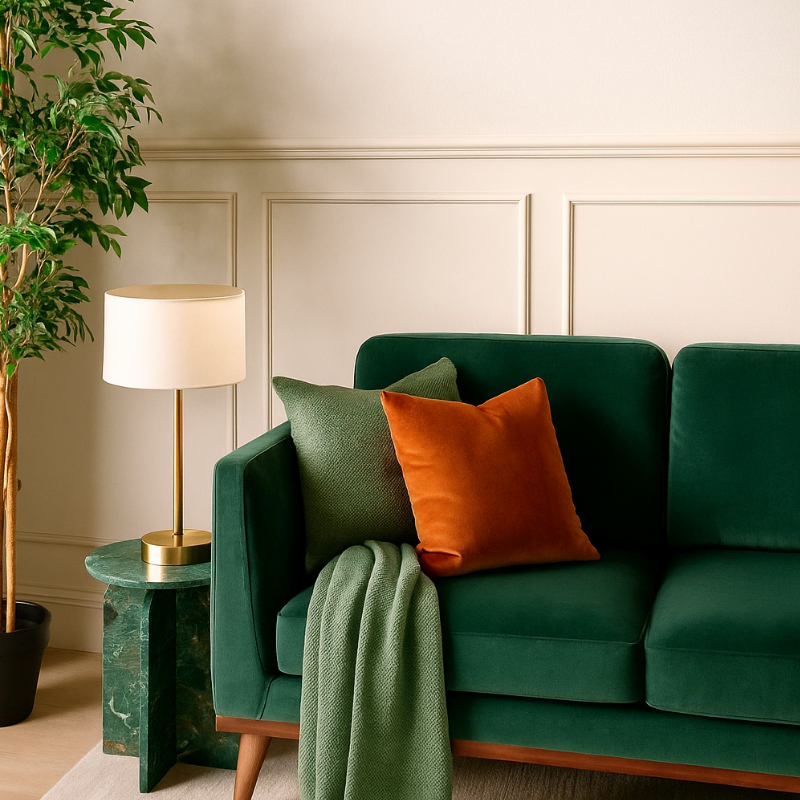 Twenty 10 Designs Mickey Two Seat Sofa in Emerald Green Velvet