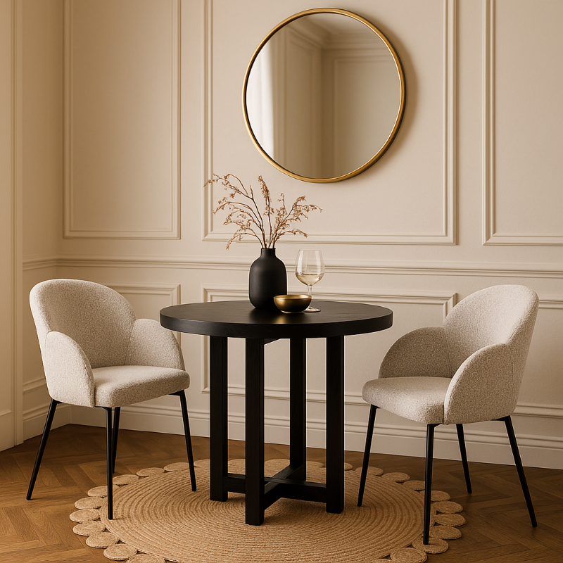 Twenty 10 Designs Petal Dining Chair in Ivory and Taupe Boucle