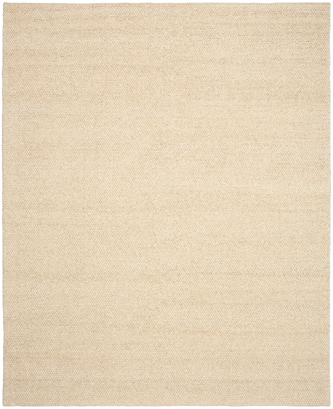 Beige area rug with a subtle pattern on a white background