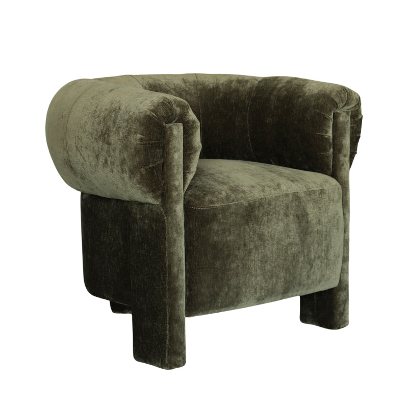 Oti Drew Khaki Green Velour Chenille Accent Chair