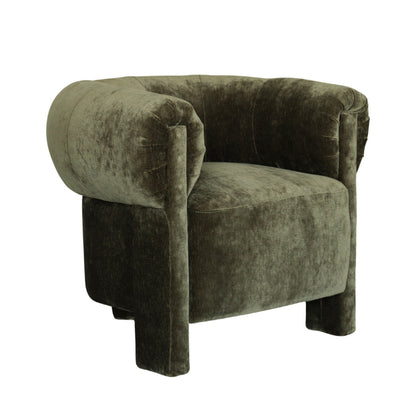 Oti Drew Khaki Green Velour Chenille Accent Chair