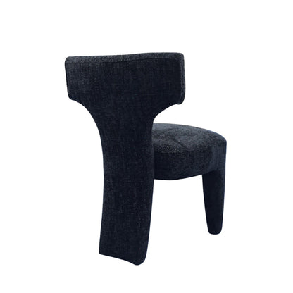Oti Fallon Black Chenille Tweed Three-Legged Dining Chair