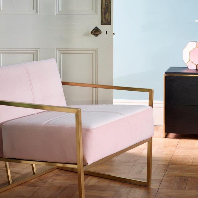 Gillmore British Design Federico Armchair Blush Pink Velvet