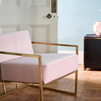 Gillmore British Design Federico Armchair Blush Pink Velvet