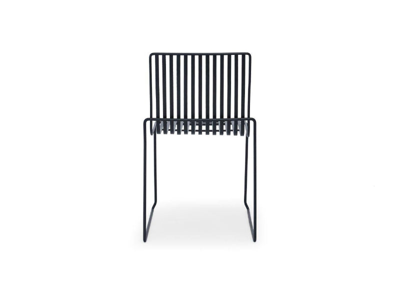 Black metal chair on a white background