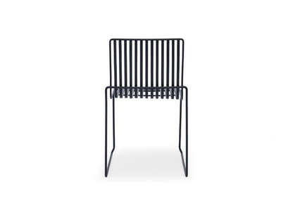 Black metal chair on a white background