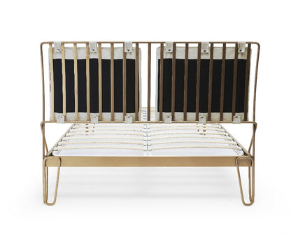 Gillmore Finn Natural Upholstered & Brass Frame Double Bed