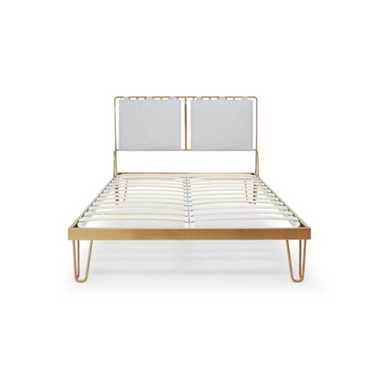Gillmore Finn Natural Upholstered & Brass Frame Double Bed