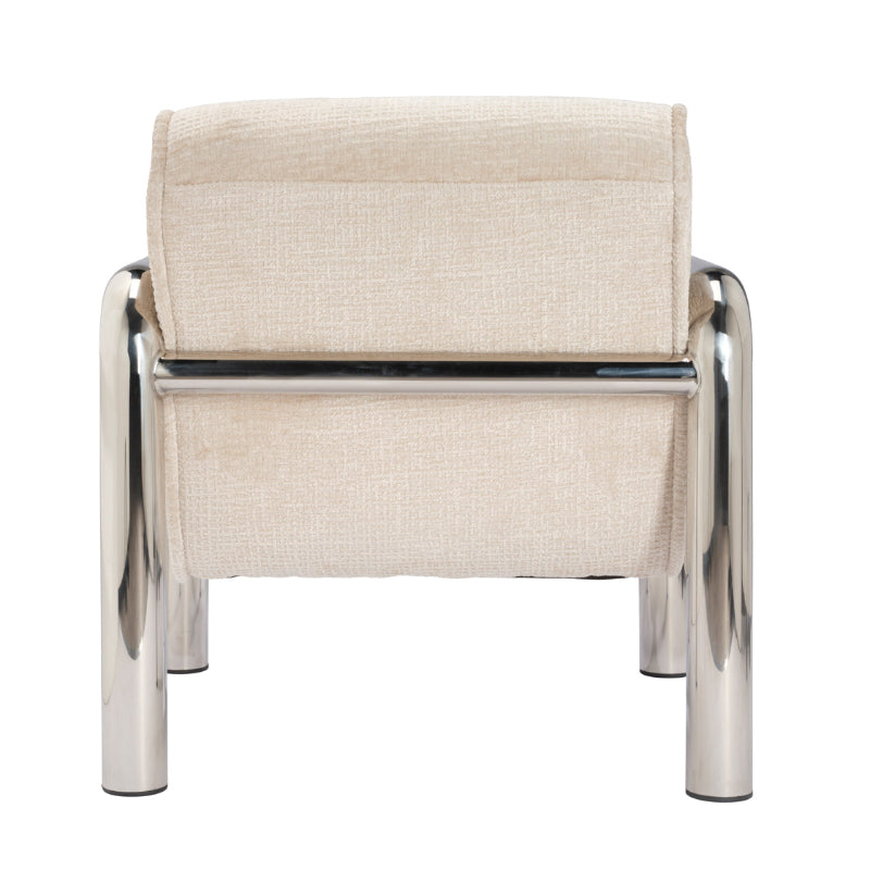 Beige chair with metal frame on a white background