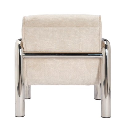 Beige chair with metal frame on a white background