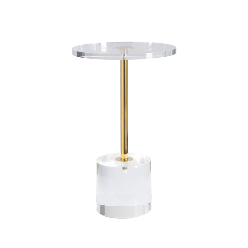 Small round table with a gold central column on a white background