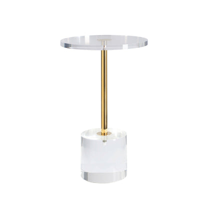 Small round table with a gold central column on a white background
