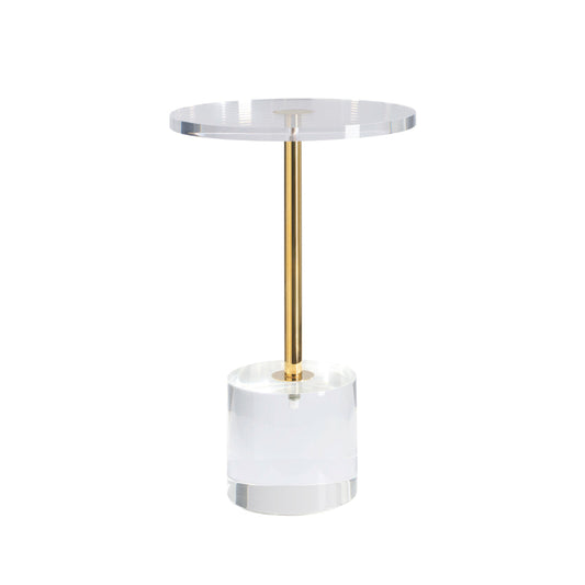 Small round table with a gold central column on a white background
