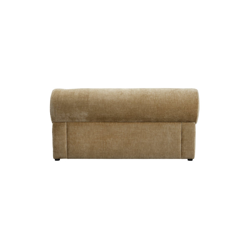 Beige fabric ottoman on a white background