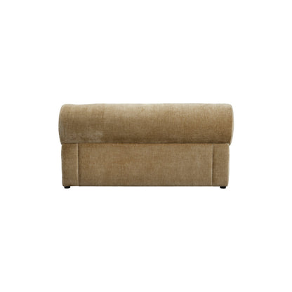 Beige fabric ottoman on a white background