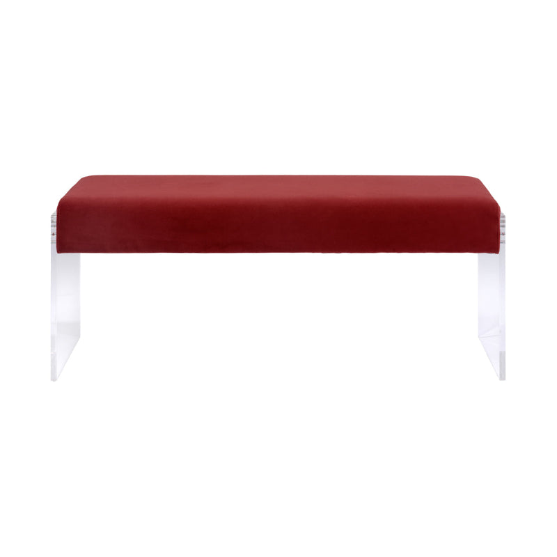 Red bench with clear legs on a white background