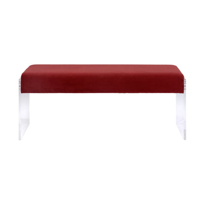 Red bench with clear legs on a white background
