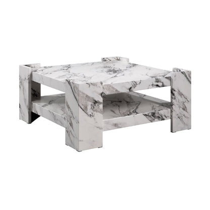 Oti Bellagio Calacatta Marble Effect Two-Tier Coffee Table