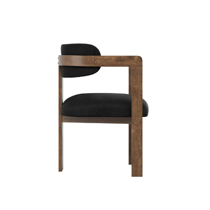 Oti Mai Walnut & Black Velvet Dining Chair