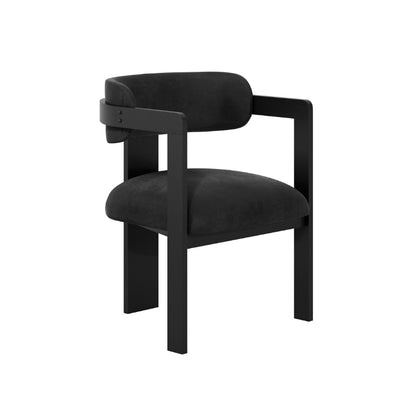 Black chair with cushioned seat on a white background