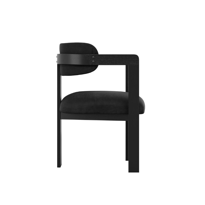 Black chair with cushioned seat on a white background