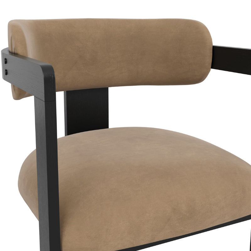 Brown chair with black frame on a white background