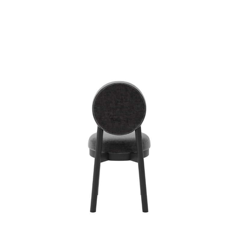 Black chair with round backrest on a white background