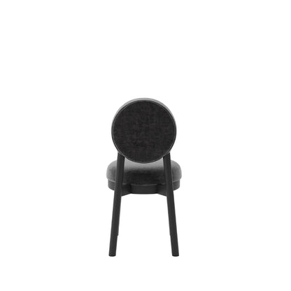 Black chair with round backrest on a white background