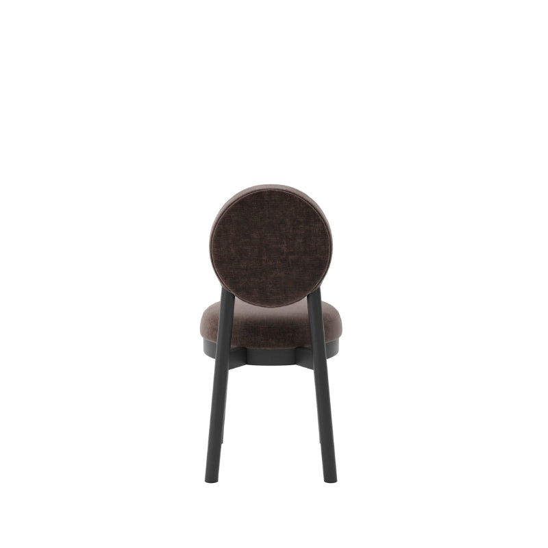 Chair with brown upholstered backrest and seat on a white background