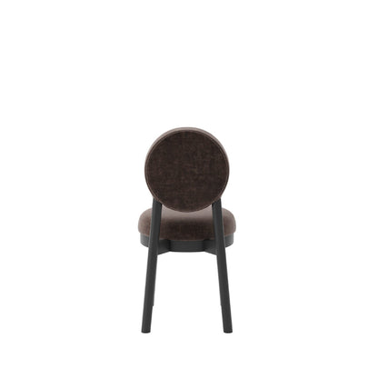 Chair with brown upholstered backrest and seat on a white background