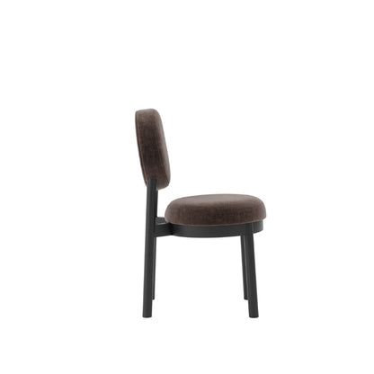Brown upholstered chair on a white background