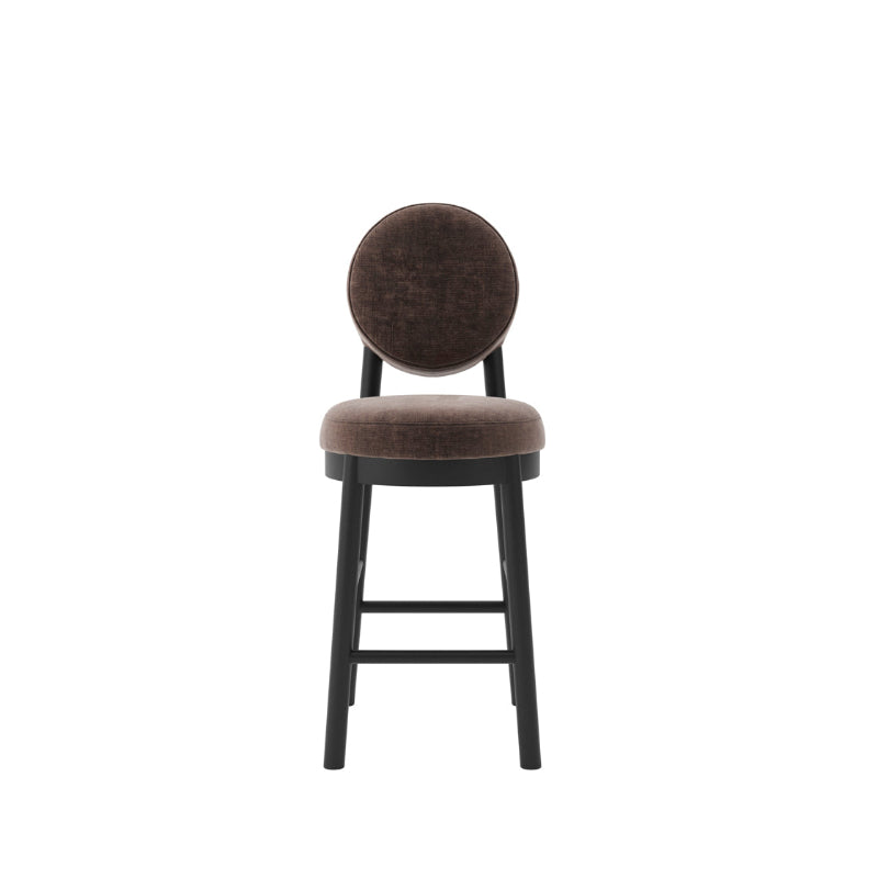 Brown bar stool with black legs on a white background